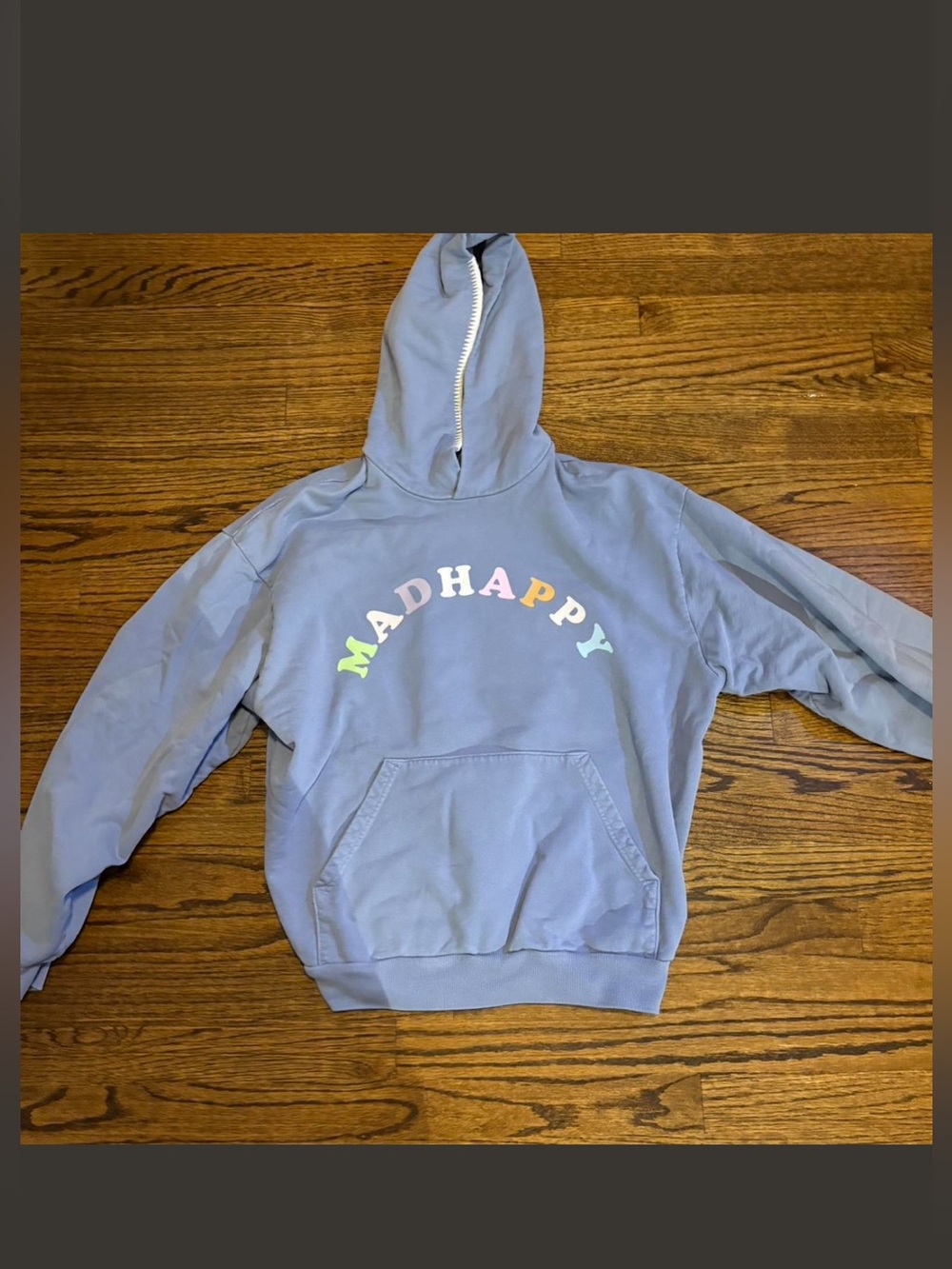 MADHAPPY Pastel Logo terry Hoodie in Light Blue